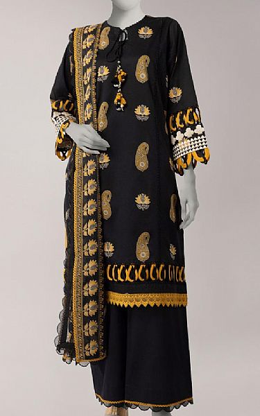 Junaid Jamshed Black Lawn Suit | Pakistani Lawn Dress in USA- Image 1
