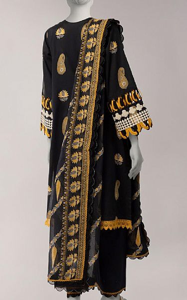 Junaid Jamshed Black Lawn Suit | Pakistani Lawn Dress in USA- Image 2