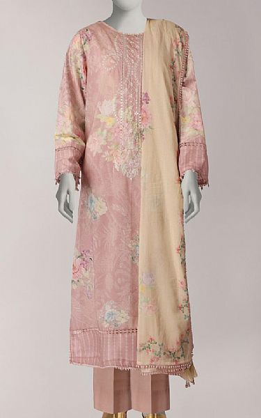 Junaid Jamshed Oriental Pink Lawn Suit | Pakistani Lawn Dress in USA- Image 1