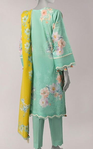 Junaid Jamshed Mint Green Lawn Suit | Pakistani Lawn Dress in USA- Image 2