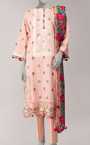 Junaid Jamshed Pale Pink Lawn Suit | Pakistani Lawn Dress in USA- Image 1