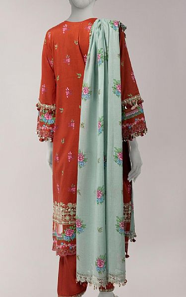Junaid Jamshed Pale Carmine Lawn Suit | Pakistani Lawn Dress in USA- Image 2