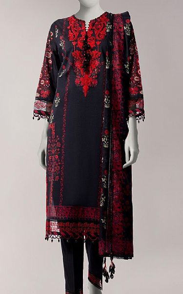 Junaid Jamshed Black Lawn Suit | Pakistani Lawn Dress in USA- Image 1