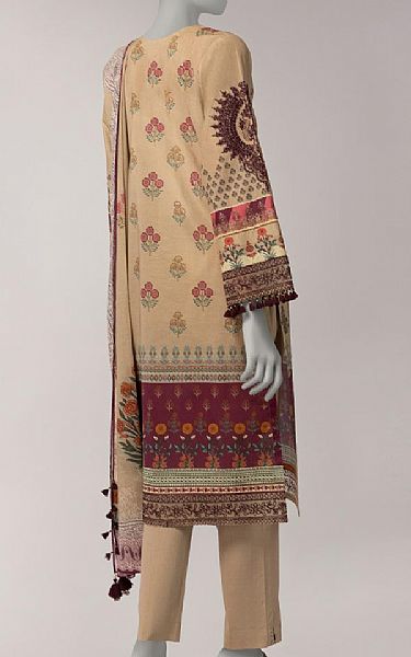 Junaid Jamshed Tan Lawn Suit | Pakistani Lawn Dress in USA- Image 2