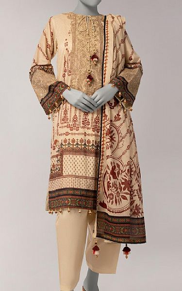 Junaid Jamshed Ivory Lawn Suit | Pakistani Lawn Dress in USA- Image 1