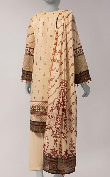 Junaid Jamshed Ivory Lawn Suit | Pakistani Lawn Dress in USA- Image 2