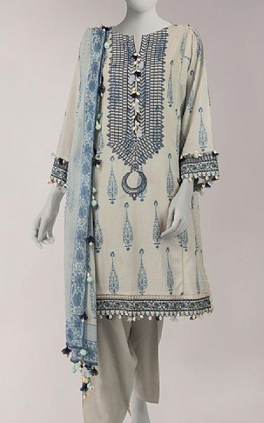 Junaid Jamshed Grey Lawn Suit | Pakistani Lawn Dress in USA- Image 1
