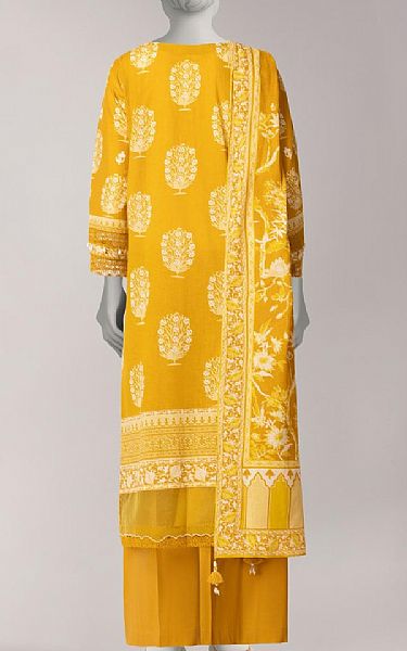 Junaid Jamshed Mustard Lawn Suit | Pakistani Lawn Dress in USA- Image 2