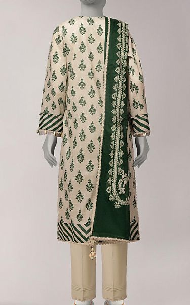 Junaid Jamshed Ivory/Green Lawn Suit | Pakistani Lawn Dress in USA- Image 2