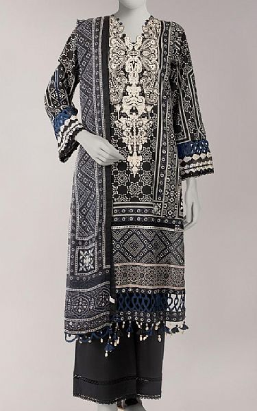 Junaid Jamshed Black Lawn Suit | Pakistani Lawn Dress in USA- Image 1