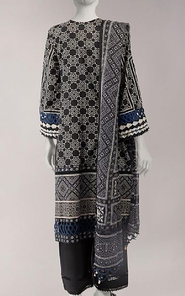Junaid Jamshed Black Lawn Suit | Pakistani Lawn Dress in USA- Image 2
