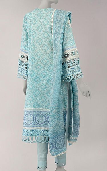 Junaid Jamshed Light Turquoise Lawn Suit | Pakistani Lawn Dress in USA- Image 2
