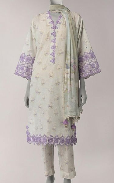 Junaid Jamshed Pastel Grey Lawn Suit | Pakistani Lawn Dress in USA- Image 1