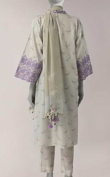 Junaid Jamshed Pastel Grey Lawn Suit | Pakistani Lawn Dress in USA- Image 2