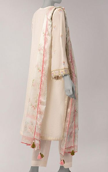Junaid Jamshed Ivory Lawn Suit | Pakistani Lawn Dress in USA- Image 2