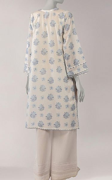 Junaid Jamshed Off White Lawn Kurti | Pakistani Lawn Dress in USA- Image 2