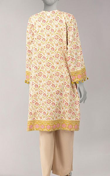 Junaid Jamshed Off White Lawn Kurti | Pakistani Lawn Dress in USA- Image 2