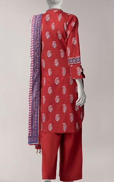 Junaid Jamshed Dull Red Lawn Suit | Pakistani Lawn Dress in USA- Image 2