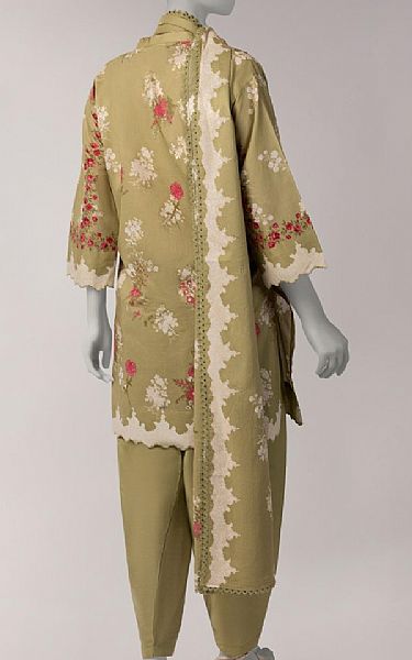 Junaid Jamshed Olive Lawn Suit | Pakistani Lawn Dress in USA- Image 2