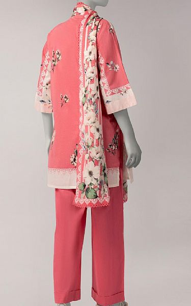 Junaid Jamshed Light Carmine Pink Lawn Suit | Pakistani Lawn Dress in USA- Image 2