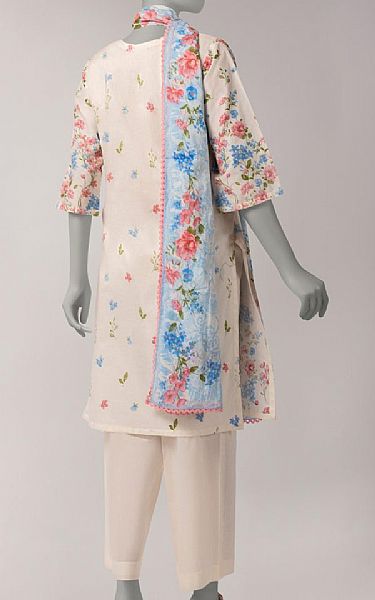 Junaid Jamshed Off White Lawn Suit | Pakistani Lawn Dress in USA- Image 2