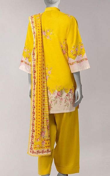 Junaid Jamshed Golden Yellow Lawn Suit | Pakistani Lawn Dress in USA- Image 2