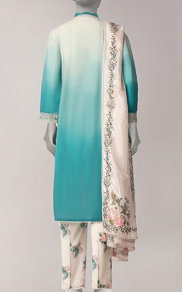 Junaid Jamshed Aqua Lawn Suit | Pakistani Lawn Dress in USA- Image 2