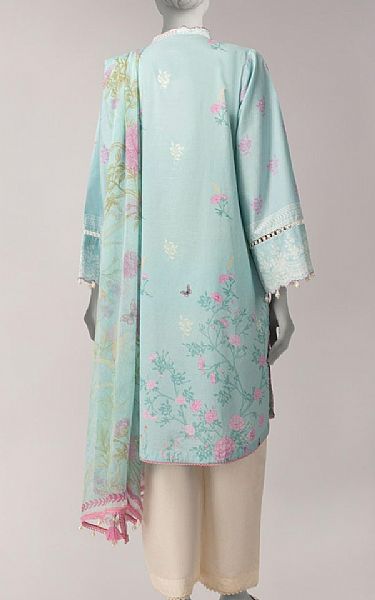 Junaid Jamshed Off White/Light Blue Lawn Suit (2 pcs) | Pakistani Lawn Dress in USA- Image 2