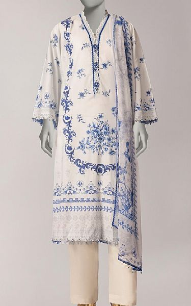 Junaid Jamshed Off White Lawn Suit (2 pcs) | Pakistani Lawn Dress in USA- Image 1