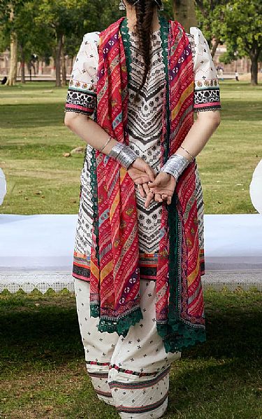 Kahf Off-white/Black Lawn Suit | Pakistani Lawn Dress in USA- Image 2