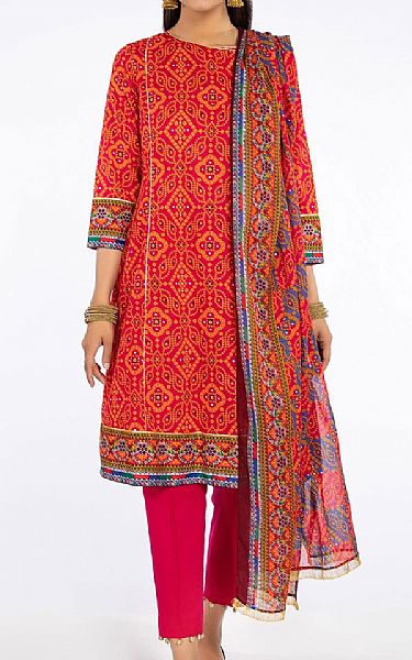 Kayseria Crimson/Orange Lawn Suit | Pakistani Dresses in USA- Image 1