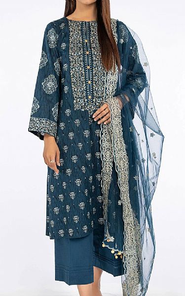 Kayseria Teal Blue Lawn Suit | Pakistani Dresses in USA- Image 1