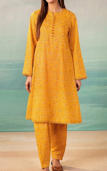 Kayseria Mustard Lawn Kurti | Pakistani Lawn Suits- Image 1