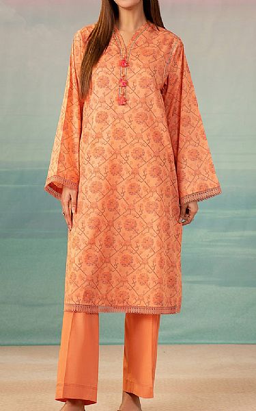 Kayseria Peach Lawn Kurti | Pakistani Lawn Suits- Image 1