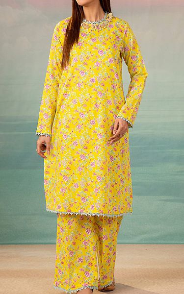 Kayseria Yellow Lawn Kurti | Pakistani Lawn Suits- Image 1