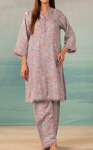 Kayseria Pinkish Grey Lawn Kurti | Pakistani Lawn Suits- Image 1