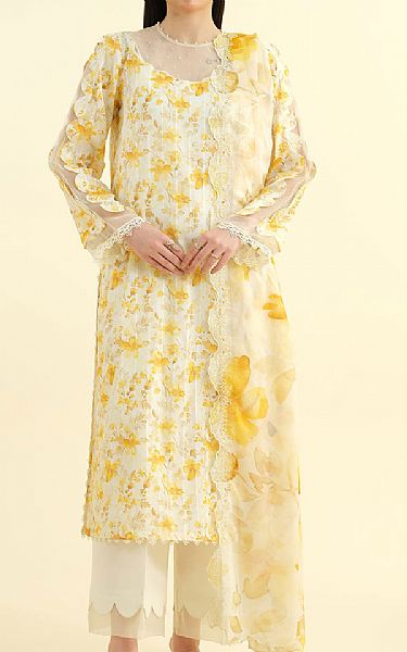 Kayseria White/Yellow Lawn Suit | Pakistani Lawn Dress in USA- Image 1
