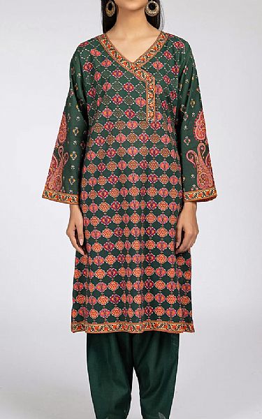 Kayseria Brunswick Green Khaddar Kurti Pakistani Winter Dresses