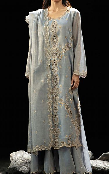 Kayseria Sky Blue Masoori Suit (2 Pcs) | Pakistani Winter Dresses- Image 1