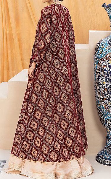 Kayseria Maroon/Ivory Velvet Suit (2 Pcs) | Pakistani Dresses in USA- Image 2
