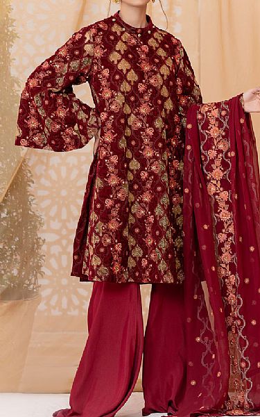 Kayseria Scarlet Velvet Suit (2 Pcs) | Pakistani Dresses in USA- Image 1