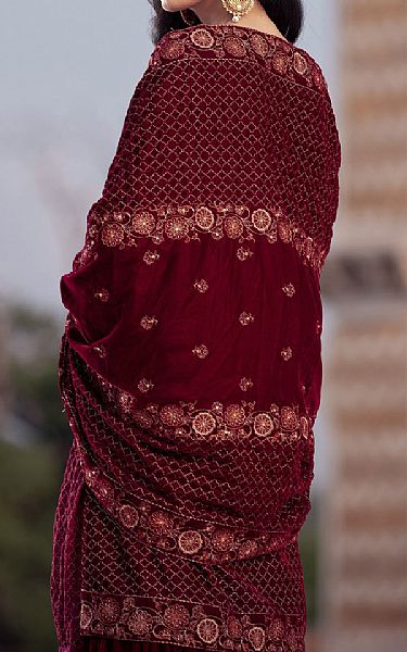 Kayseria Crimson Velvet Suit (2 Pcs) | Pakistani Dresses in USA- Image 2