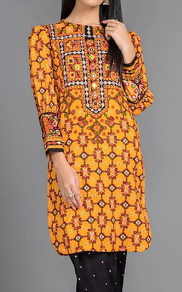 Kayseria Mustard Khaddar Kurti | Pakistani Dresses in USA- Image 1