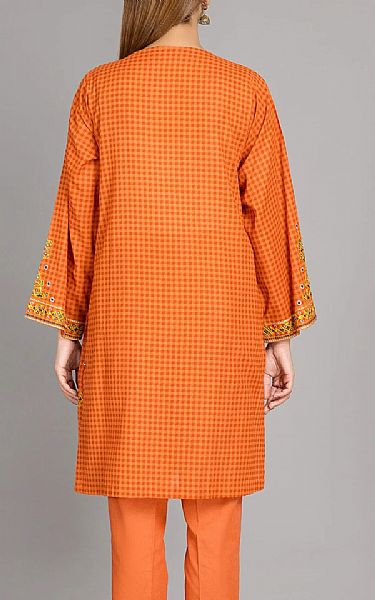 Kayseria Safety Orange Khaddar Kurti | Pakistani Dresses in USA- Image 2