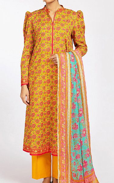 Kayseria Golden Yellow Lawn Suit | Pakistani Lawn Suits- Image 1