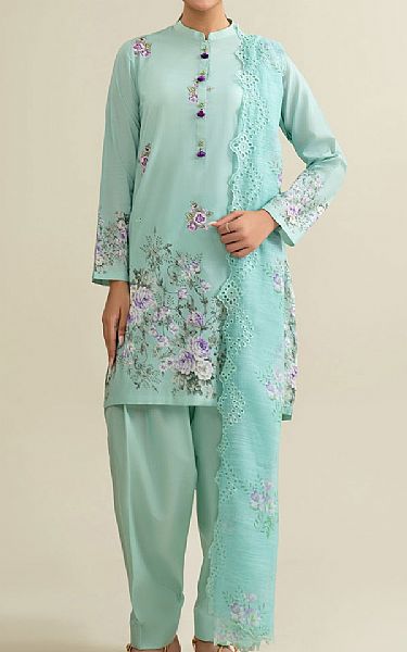 Kayseria Pearl Aqua Lawn Suit | Pakistani Lawn Dress in USA- Image 1