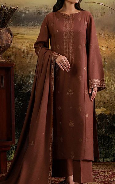 Kayseria Brown Karandi Suit | Pakistani Winter Dresses in USA- Image 1