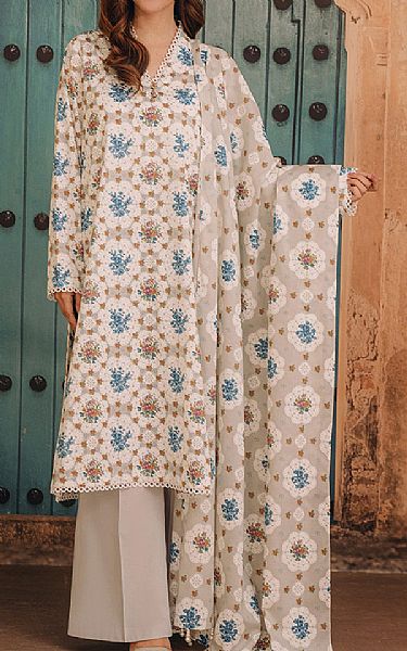 Kayseria Off White/Grey Lawn Suit | Pakistani Lawn Suits- Image 1