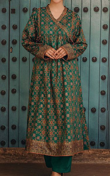 Kayseria Emerald Green Lawn Kurti | Pakistani Lawn Suits- Image 1