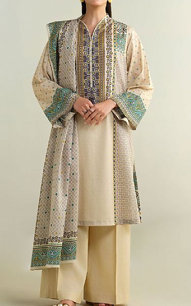 Kayseria Ivory/Grey Lawn Suit | Pakistani Lawn Dress in USA- Image 1